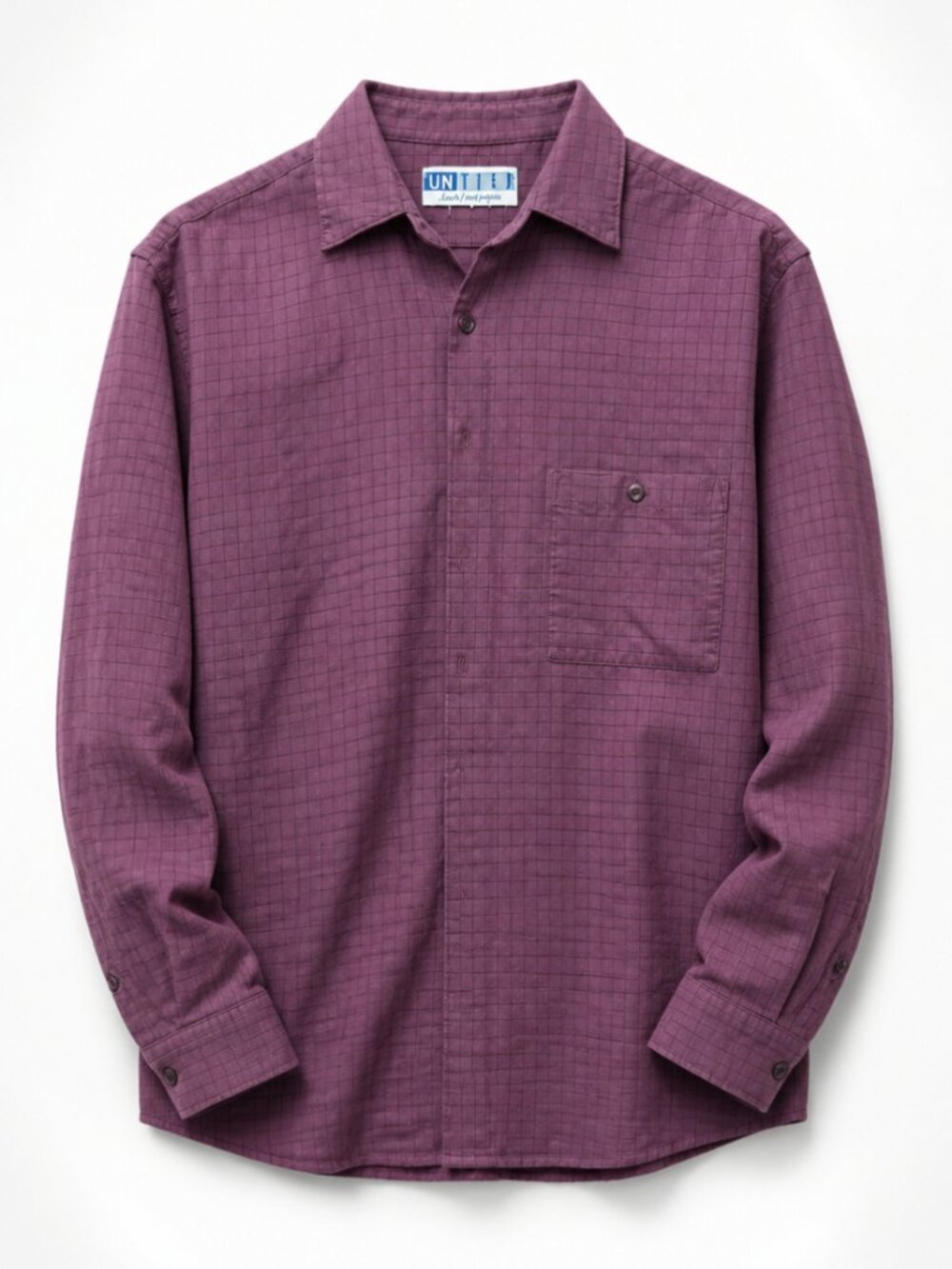 UNTIED Men's XL Maroon Patterned Long Sleeve Button Down Shirt